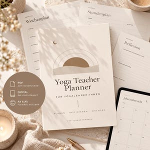 Yoga Teacher Planner A5/A4 | Unterrichtsplanung für Yogalehrer | Yoga Stundenplaner als PDF zum Ausdrucken & fürs iPad