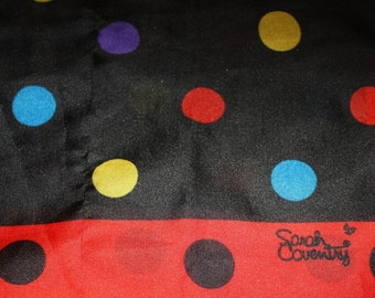 Vintage Polka Dot Scarf, Sarah Coventry Red Black '80s Style Large Scarves