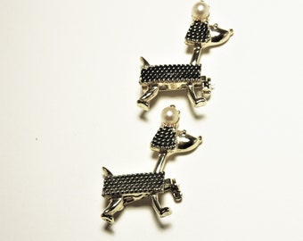 Vintage Poodle Scatter Pins Brooch Dog Lover Gift Black Silver Unique Gift For Her