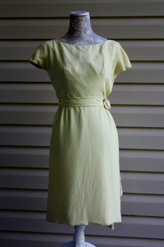 Vtg 60 S Chic Silk Dress Canary Yellow Aline Lined Etsy