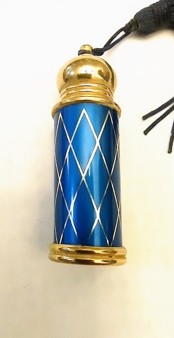 Perfume Bottle Arabic Style Brass Blue Portable O… - image 5