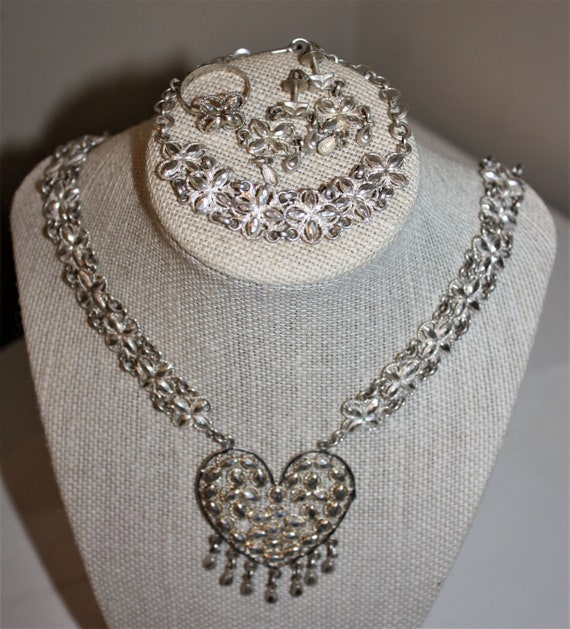 Antique Fine Sterling Silver Jewelry Set Necklace… - image 5