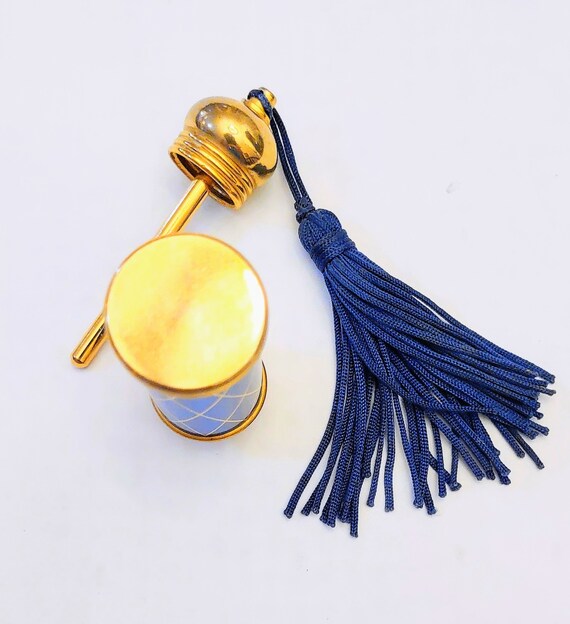 Perfume Bottle Arabic Style Brass Blue Portable O… - image 4