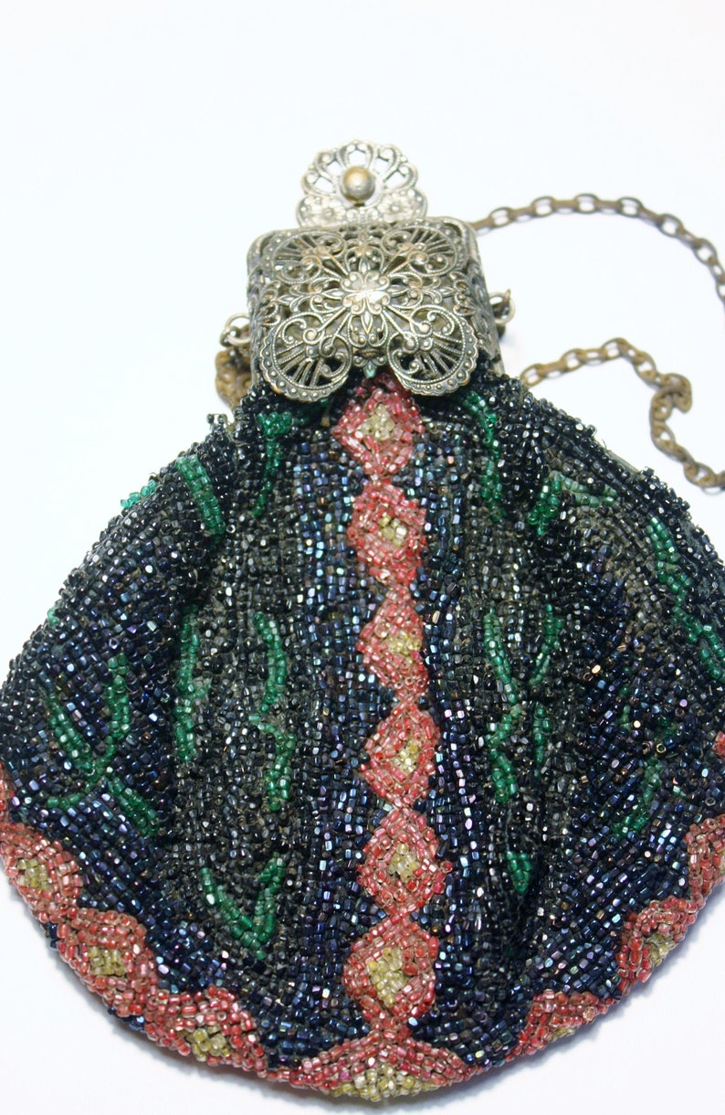 Antique Victorian Beaded Puffy Purse Art Nouveau Beaded - Etsy