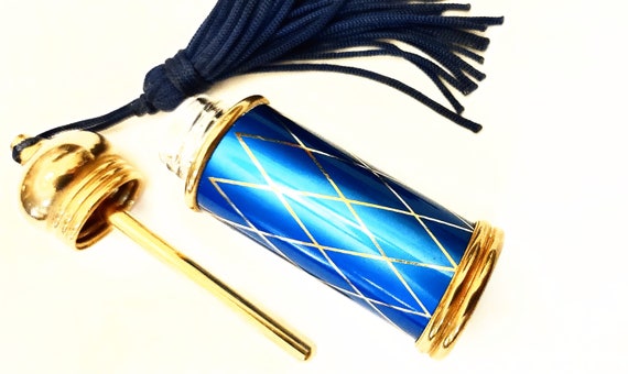 Perfume Bottle Arabic Style Brass Blue Portable O… - image 3