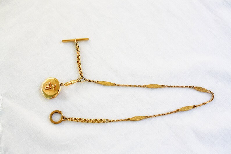 Antique Gold Watch FOB Chain Photo Locket Gold Plate Etsy