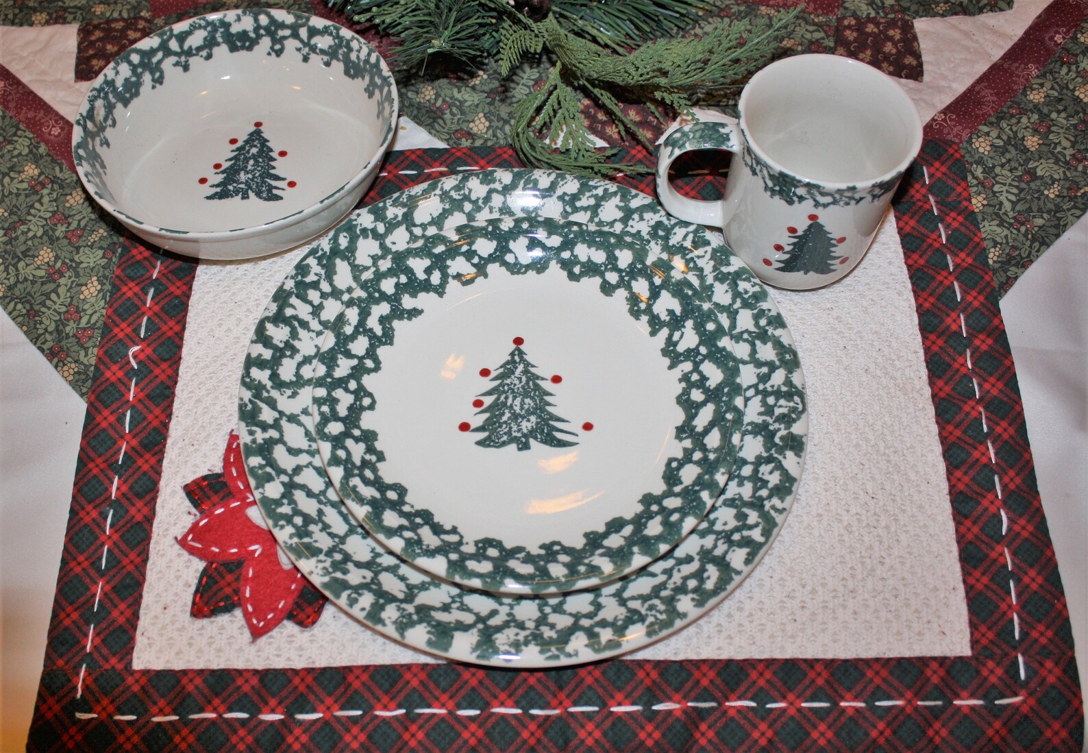 Vintage Winter Wonderland Folk Crafted Tienshan Green Trim Etsy