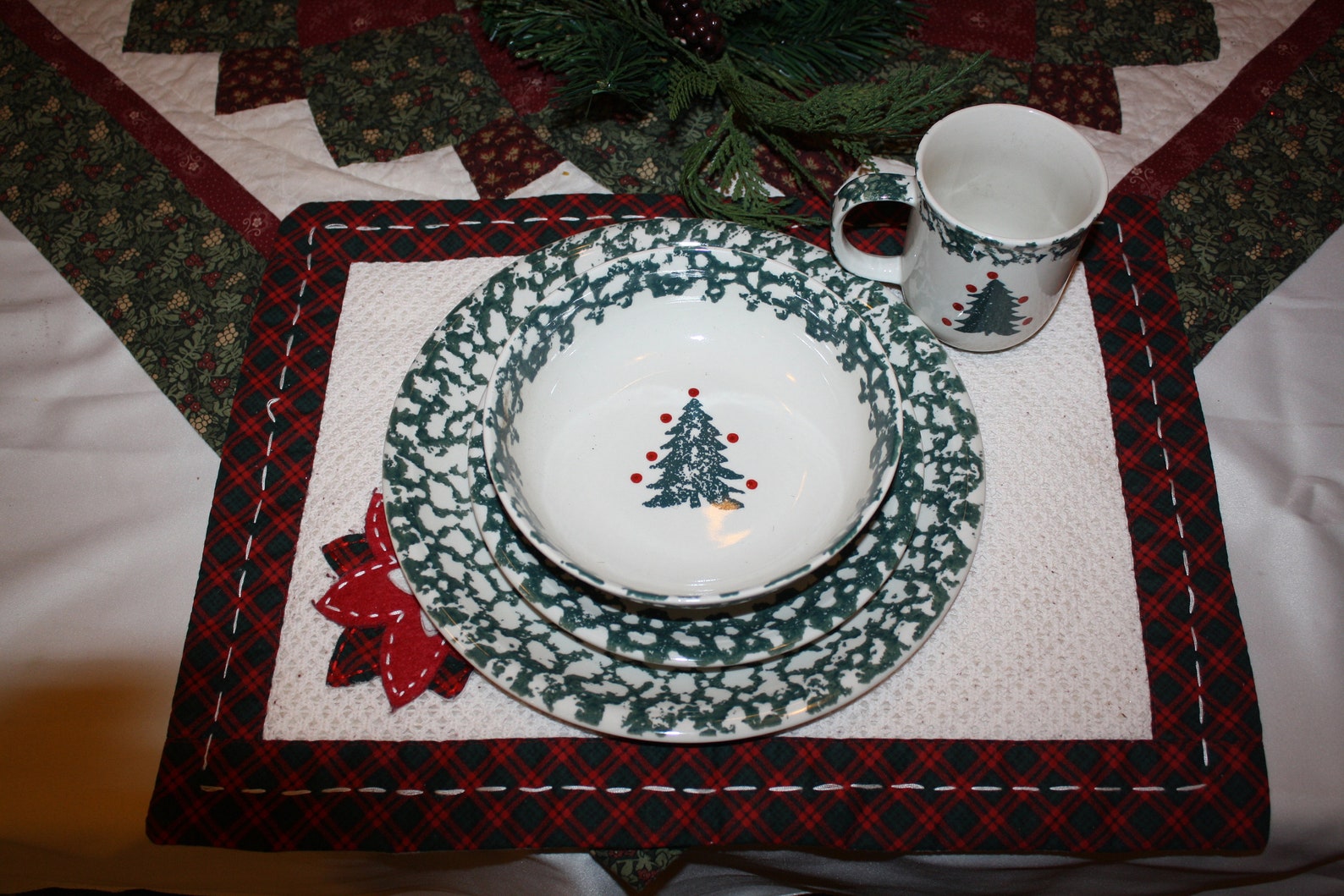 Vintage Winter Wonderland Folk Crafted Tienshan Green Trim Etsy