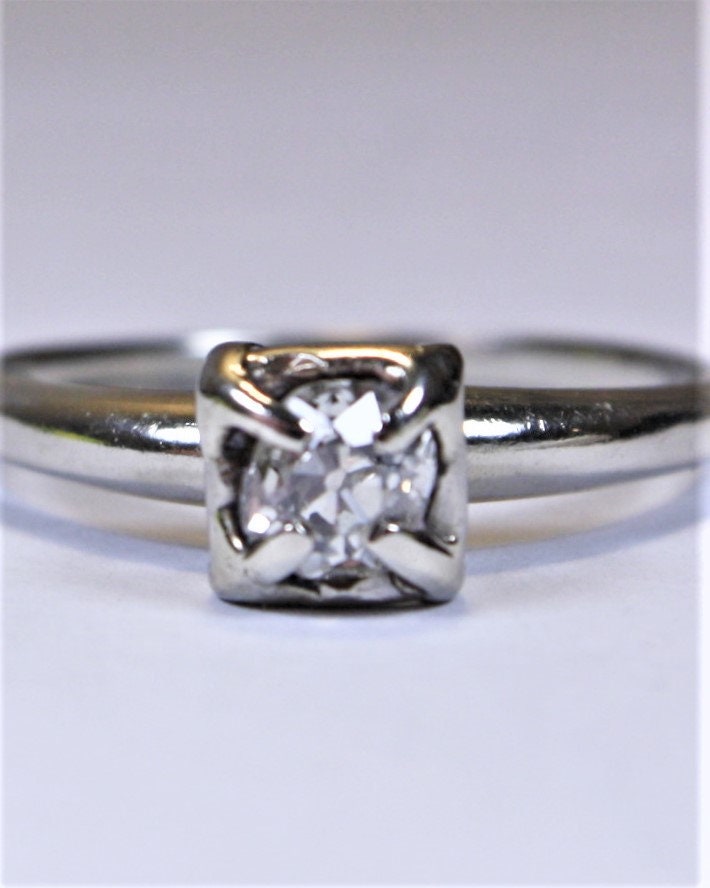 1960s' 14K White Gold KEEPSAKE Wedding Ring Set Solitaire Etsy