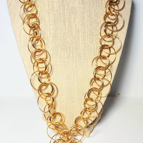 Vintage Joan Rivers Necklace Gold Hoop Chain Jewelry Big Bold Gold Jewelry