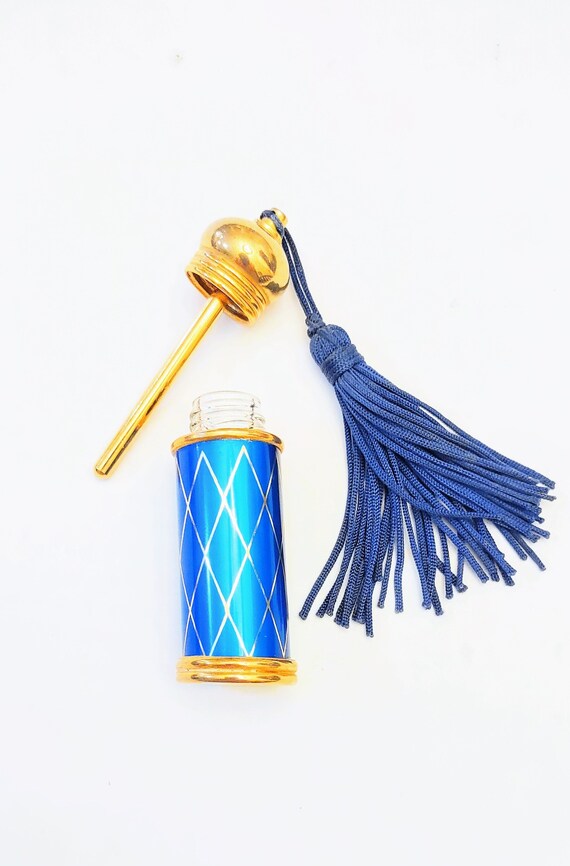 Perfume Bottle Arabic Style Brass Blue Portable O… - image 1