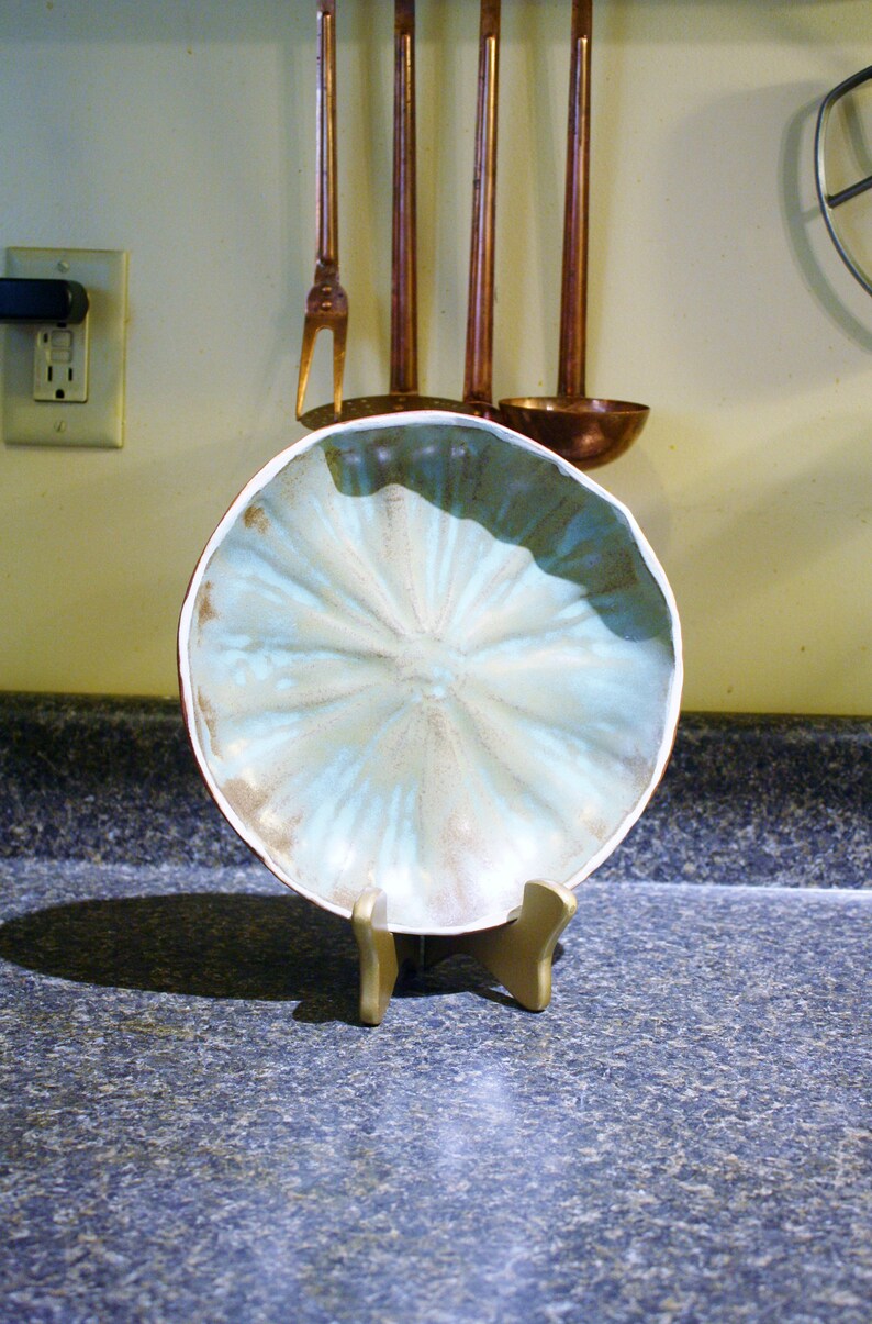 Clay Pottery Plates Pair of Vintage Rustic Plates Matte Glazed Stoneware Clay Pottery Deep Dish Plate