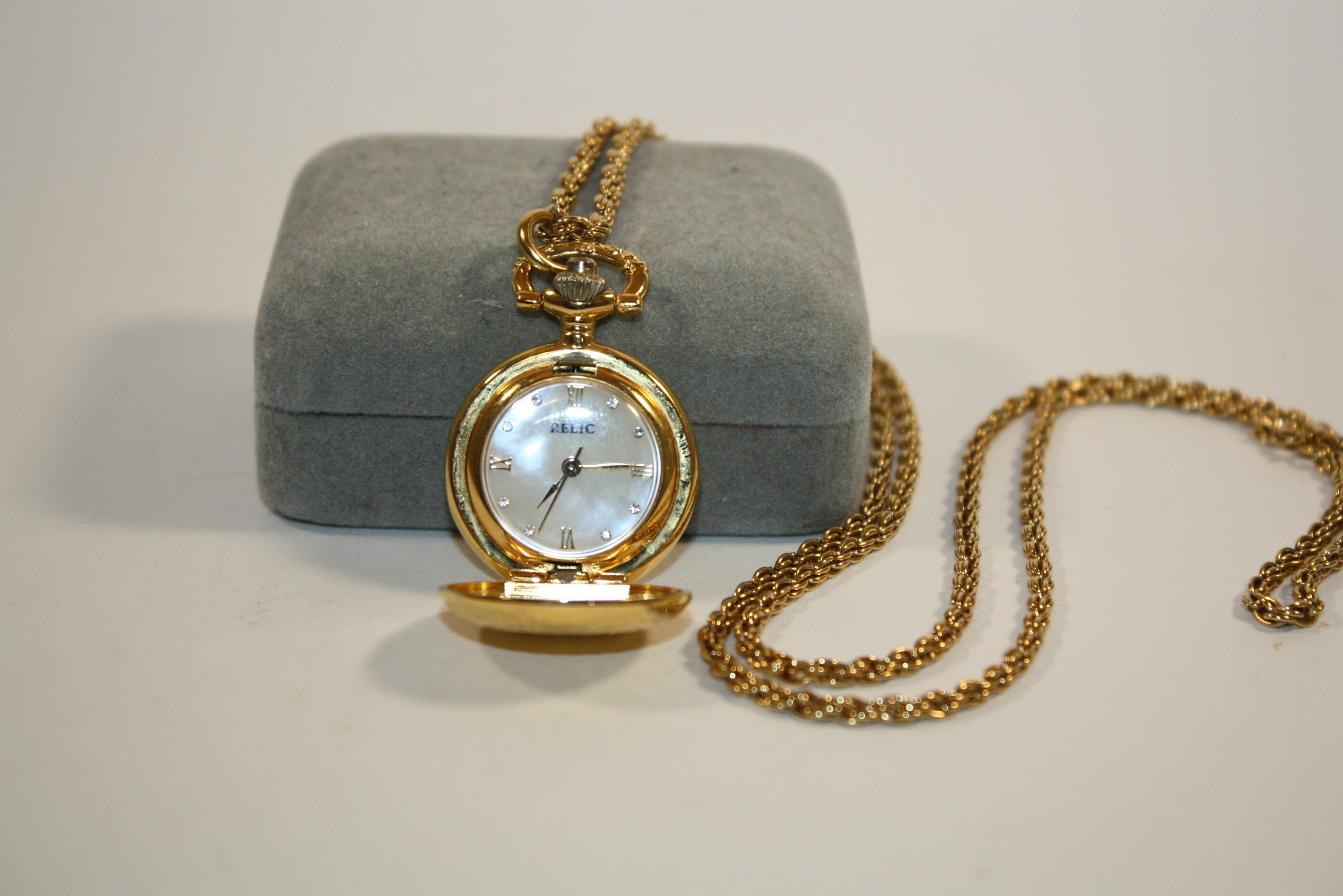 Pocket Watch Necklace Vintage Relic Timepiece Ornate Gold Tone Etsy