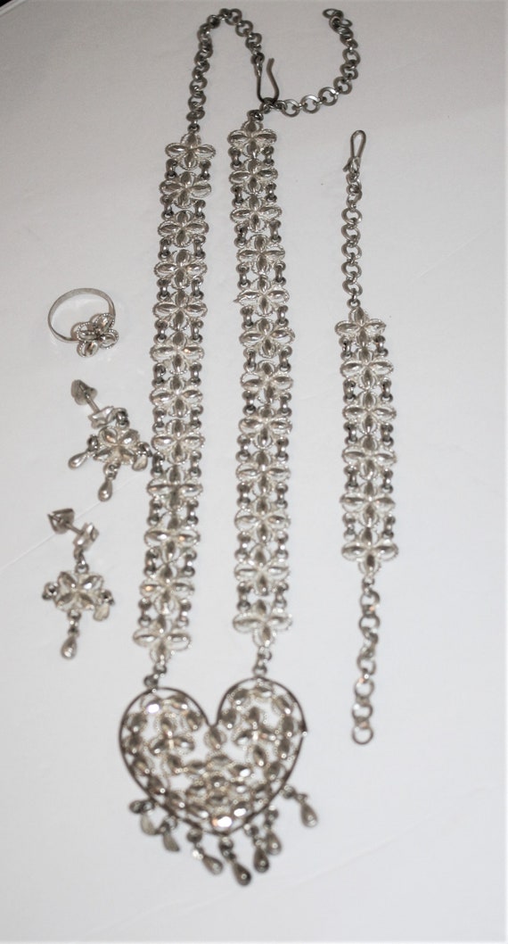 Antique Fine Sterling Silver Jewelry Set Necklace… - image 7
