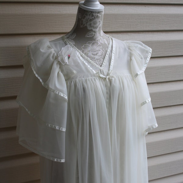 Kickernick Short Medium Lingerie Vintage Nightgown Matching Robe Sheer Romantic  Henson Bridal Nylon Nightgowns Chiffon 60s