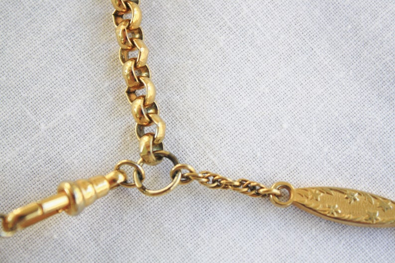 Antique Gold Watch FOB Chain Photo Locket Gold Plate Etsy