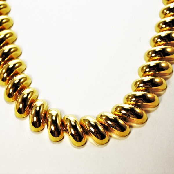 NAPIER Necklace Pat. Shiny Gold Domed Necklace Wide Chain Choker