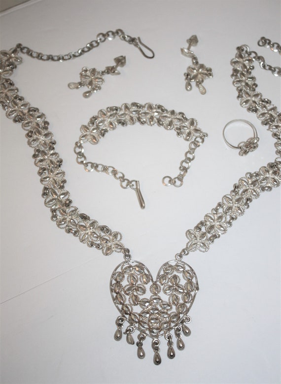 Antique Fine Sterling Silver Jewelry Set Necklace… - image 3