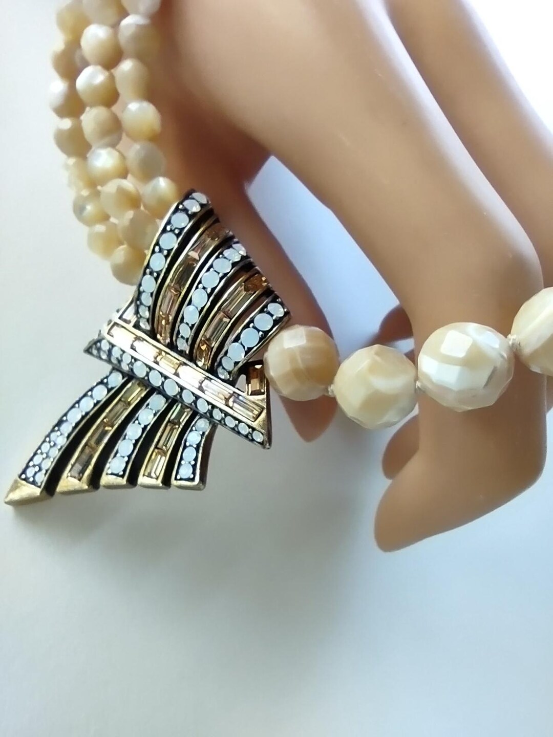 Vintage Heidi Daus Rhinestone Ribbon Necklace Single/triple Strand ...