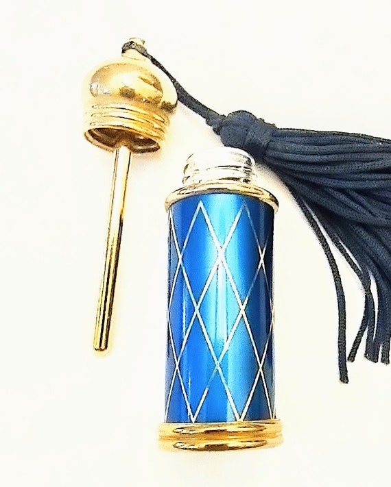 Perfume Bottle Arabic Style Brass Blue Portable O… - image 2