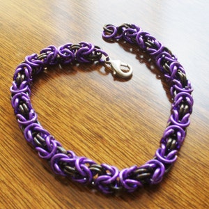 Ravens Pride Purple and Black Anodized Aluminum Chainmaille Bracelet image 1