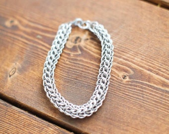 Mens Metal Aluminum Full Persian Chainmaille Bracelet Masculine Chain Link