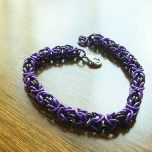 Ravens Pride Purple and Black Anodized Aluminum Chainmaille Bracelet image 2