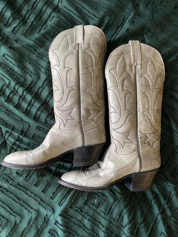 MINT Vintage 1984 Hondo Custom Cowgirl Boots 7.5A Narrow Sage Green Marbled *READ*
