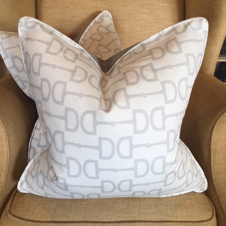 Sophisticated Grey White Equestrian Bit Pillow Equestrian Etsy