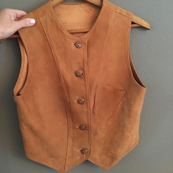 Antique Handmade Leather Vest Gem