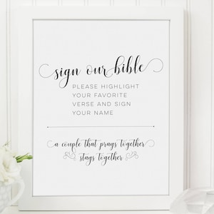 Wedding Guest Book Sign Our Bible Printable