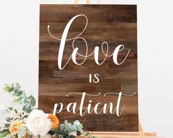 Printable Wooden Wedding Signs  • 1 Corinthians 13 • Love is Patient, Love is Kind, Love Never Fails • Aisle Signs • 8x10, 16x20