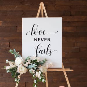 Love Never Fails Wedding Signs Poster 1 Corinthians 13 5x7, 8x10, 16x20, 18x24, 24x36 image 1