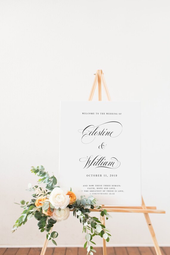Christian Wedding Welcome Sign with Scripture • Bible Verse Large Poster • Classic Romantic Wedding Il_570xn