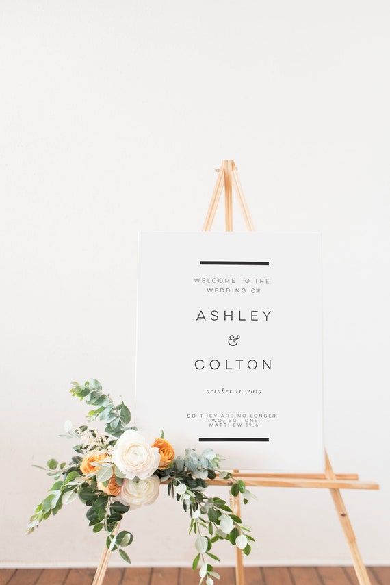 Christian Wedding Welcome Sign with Scripture • Bible Verse Large Poster • Classic Minimalist Wedding Il_570xn