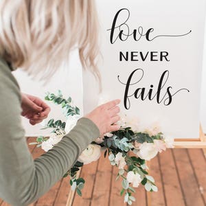 Love Never Fails Wedding Signs Poster 1 Corinthians 13 5x7, 8x10, 16x20, 18x24, 24x36 image 2