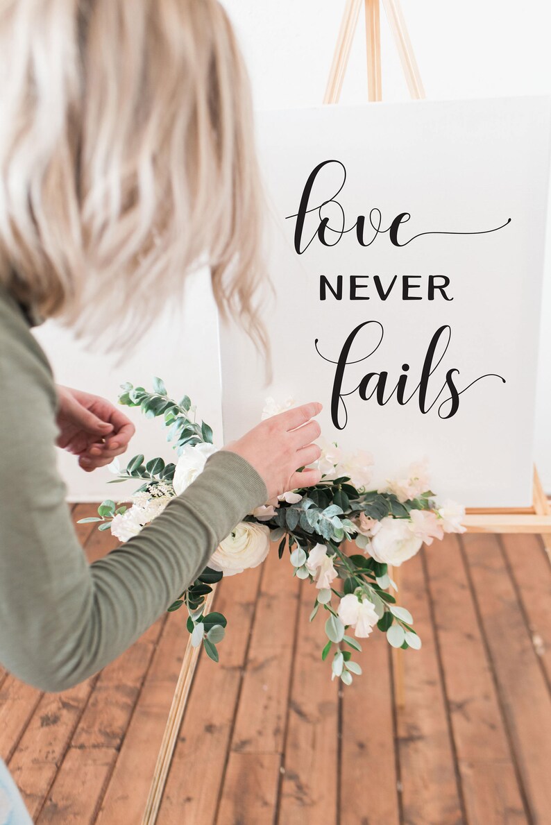 Love Never Fails Wedding Signs Poster 1 Corinthians 13 5x7, 8x10, 16x20, 18x24, 24x36 image 2