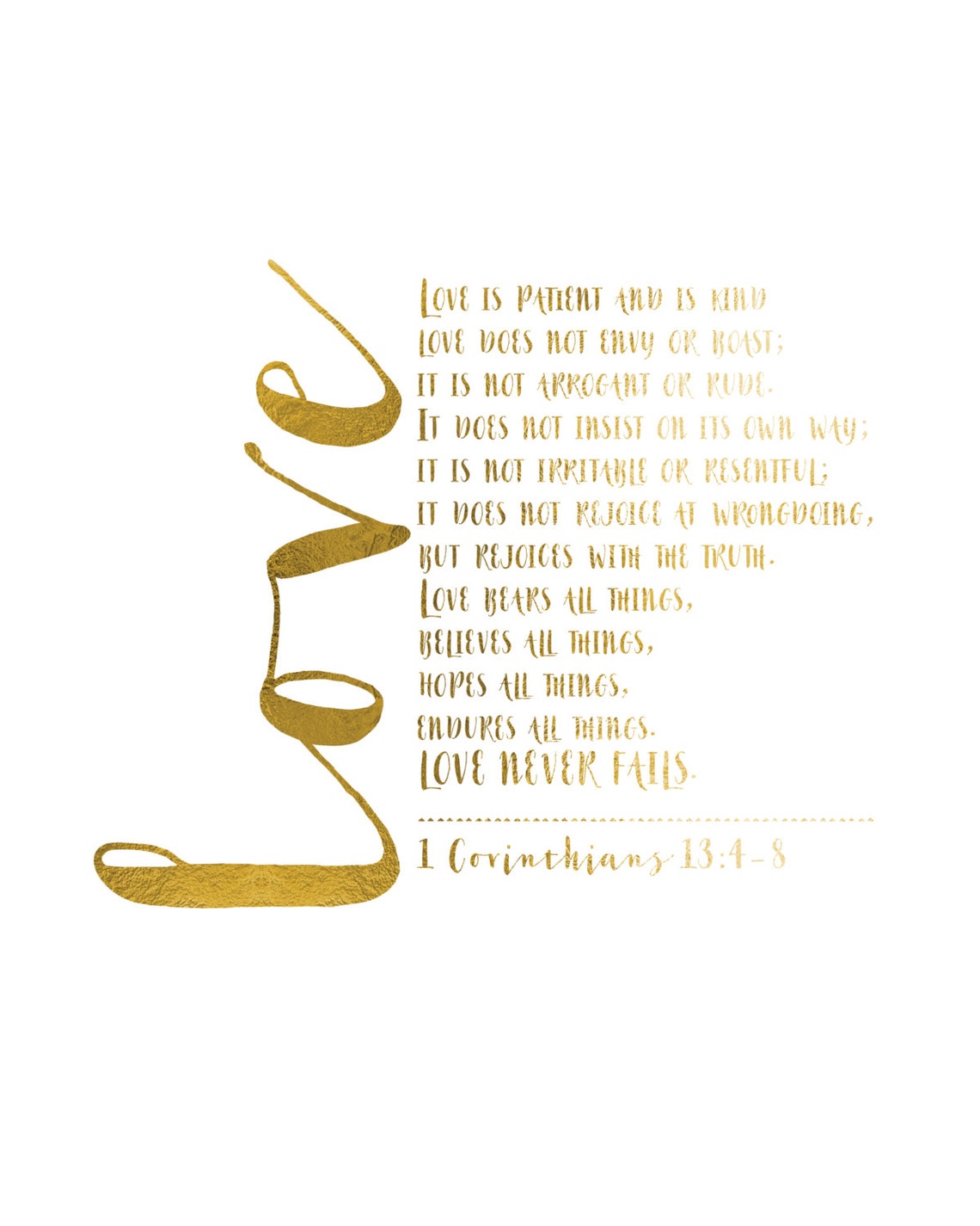 Love Never Fails Bible Verse Wedding Printable Etsy