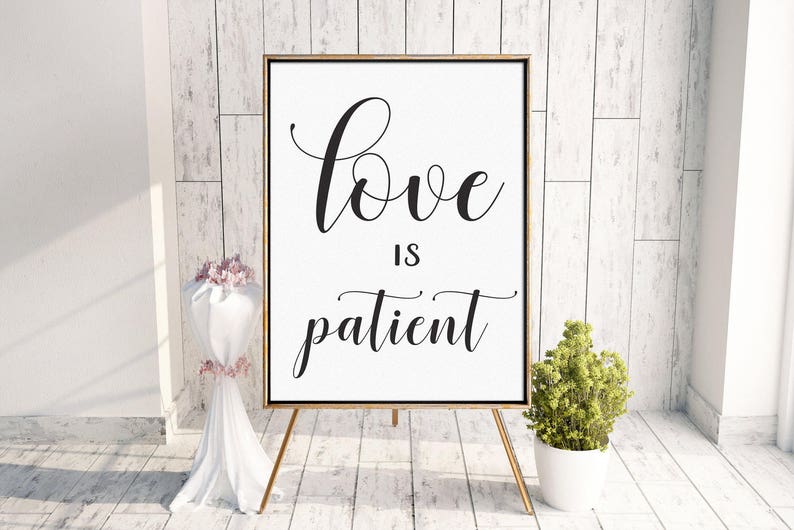 Wedding Signs Set of 8 Scripture Poster 1 Corinthians 13 Love is Patient, Love is Kind, Love Never Fails Aisle Signs 8x10, 16x20 image 3