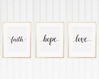 Faith Hope Love • 5x7, 8x10, 16x20, 18x24, 24x36 • Wedding Sign • Bible Verse Wall Art