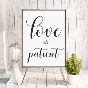 1 Corintios 13 Signo del pasillo de bodas / Signos de boda imprimibles / Decoración romántica de la boda / El amor es paciente, el amor es amable, el amor nunca falla