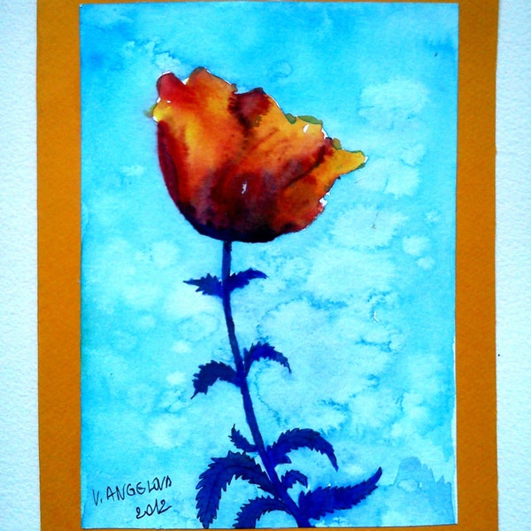 Watercolor card, greeting card, flower card, art postcard, hand painted card, hand made card, art card, ooak card, children card