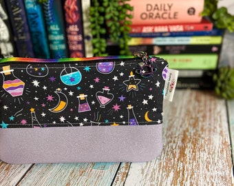 Potion Zipper pouch, cosmetic bag for purse, art supply bag, artist gifts for women, lgbtq owned shop, pride collection, pride gifts