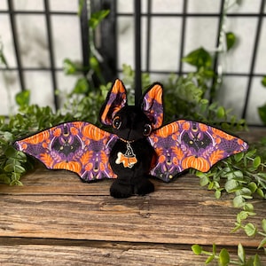 Minky Bat Plushie: Handmade Stuffed Animal with Charm, christmas gifts, Moonbeams sewing, stocking stuffers