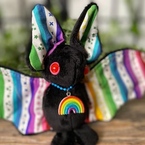 Small Minky Bat Plushie: Handmade Stuffed Animal with Charm, christmas gifts, Moonbeams sewing, stocking stuffers