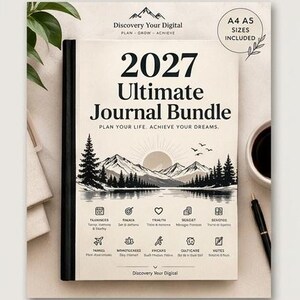 Ultieme Dagboekbundel 2027, Printbare Planner PDF, A4 A5 Planner, Doelen stellen, Gewoontetracker, Budgetplanner, Leesdagboek