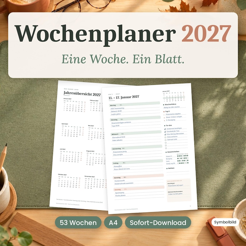 Wochenkalender 2027 a4 - Etsy.de