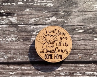 Highland Cow Pocket Hug Token | Love you till the cows come home