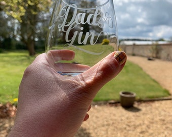 Custom Gin Glass | Personalised Gin Glass | Gifts for Dads | Gin Glass | Stemless gin & tonic glass | Engraved gin glass