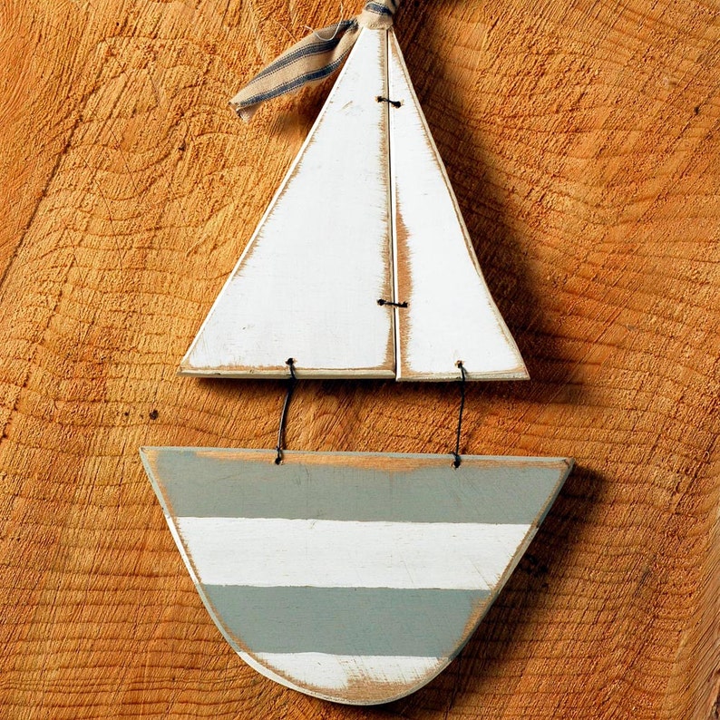 small wooden sailboat decor